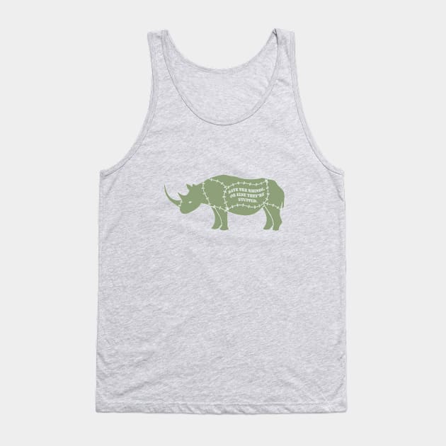 Save the Rhinos in Green Tank Top by JetAylor